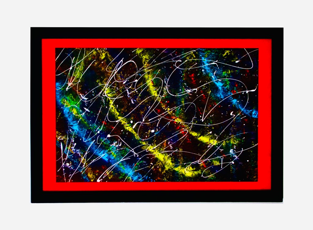 “Dispatch”                                                                   By Pascale Lanfranchi                                             Spray Paint & Acrylic Paint                                       (27"x39”) (99 x 68,5cm)