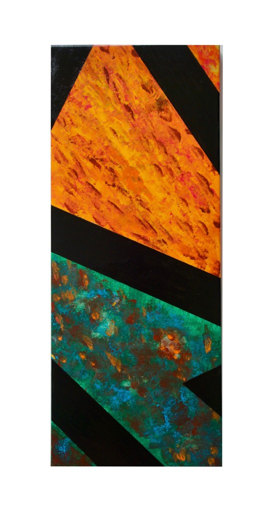 “Fire & Water”                                                               By Pascale Lanfranchi                                             Acrylic Paint                                                               (19.5”x8”) (49,5 x 20,5cm)
