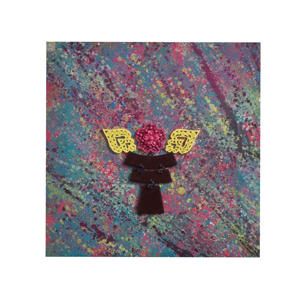 “Piccolo Angelo”  
By Pascale Lanfranchi                                                    Mixed Media   [6485-43]                                                               (11”x11”) (28 x 28cm)