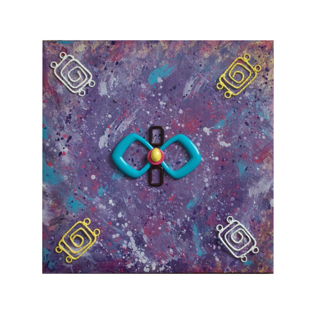 “Family Gathering"”  
By Pascale Lanfranchi                                               Mixed Media   [6485-48]                                                               (11”x11”) (28 x 28cm)