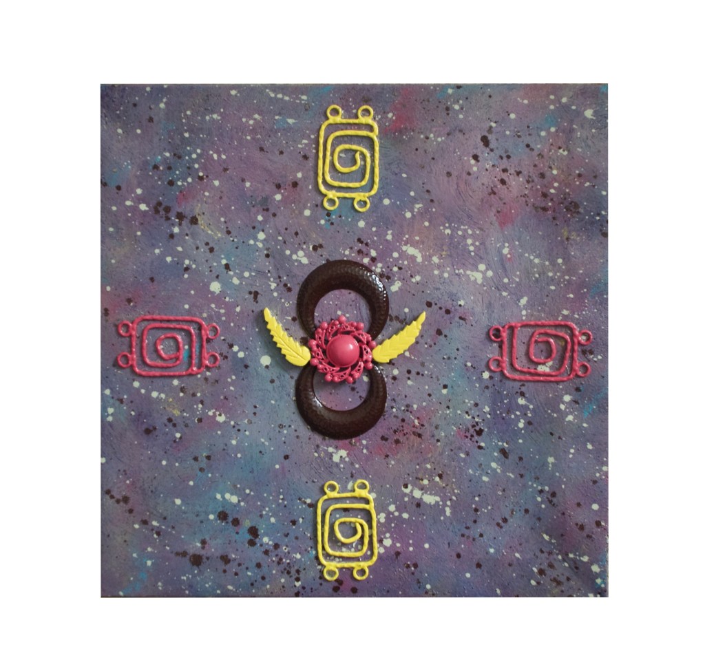 “Celestial Chariots” 
By Pascale Lanfranchi                                                  Mixed Media    [6485-49]                                                              (11”x11”) (28 x 28cm)