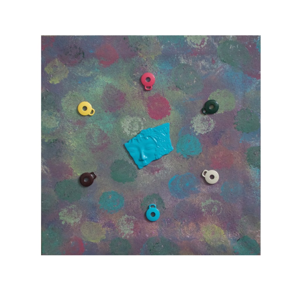 “Mood Circle”   
By Pascale Lanfranchi                                                          Mixed Media   [6485-62]                                                            (11”x11”) (28 x 28cm)