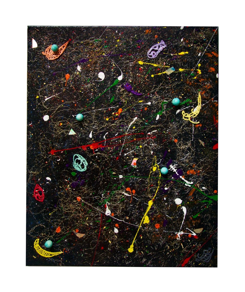 “Festive Nebula”                                                                 By Pascale Lanfranchi                                                                                                       Mixed Media                                                             (20”x16”) (51 x 40,5cm)